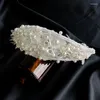 Haarspangen Vintage weiße Perle Prinzessin Haarband Tiaras handgemachte geometrische Mesh Haarbänder Hochzeit Bridemaid Fee Kopfschmuck 2023