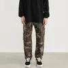 Pantaloni da uomo Camouflage Cargo Uomo Vintage Multitasche laterali con bottoni Camou Pantaloni dritti Streetwear Tuta militare da uomo 230826