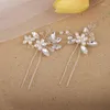 Hair Clips 2PCS Silvery Pearl Crystal Pins Wedding Accessories Ornament Women Bridal Sticks Head Decoration