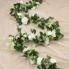 Dekorativa blommor kransar 22m rosen konstgjorda hängande girland siden lämnar vinrankan rotting för hem bröllop båge julfest dekor växter murgröna 230825