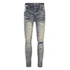 Roxo Designer Jeans Mens Calças Pantalones Rasgado Reto Regular Lágrimas Lavadas Velho Longo 30-40 NQO0