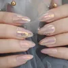 Kunstnagels Kameleon Spiegel Naakt Stiletto Kunstnagels 24 stks Amlond Sharp Kunstmatige Valse Nagel Tips voor Kantoor Thuis Faux Ongle Gratis Sticker x0826