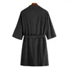 Men's Sleepwear All-season V-neck Nightgown Soft Lace Up Bathrobe With Pockets Super Absorbent Cardigan Style For Comfort