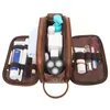 Sacs à cosmétiques Cas étanche Vintage hommes en cuir trousse de toilette voyage étui de lavage pochette rasage Dopp Kit salle de bain PU maquillage organisateur y230823