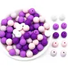 Teethers Toys 12mm Baby Teether Silicone Beads Diy Pacifier Chain Bracelet Bpa Free Chewable Round Bead Accessories For born 230825