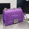 Borsa firmata 7A Borse a tracolla a tracolla Le boy caviale Pelle di agnello Pelle con patta trapuntata Borse da donna Solid Hasp Frizione con catena in metallo oro argento Borsa da sera CF Borsa Tote