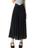 Skirts BEAFNKSG Women S Solid Color Midi Elastic High Waist Tie-Up Double Layer Pleated Spring Summer Fashion Casual