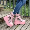 Botas Botines Y2K estilo punk para mujer Tacones de cuña con cordones y hebillas con tachuelas 230825