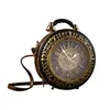 Evening Bags Novelty Real Working Clock Shoulder Crossbody PU Leather Handbags for Women 230826