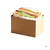 Wholesale Kraft Paper Sandwiches Wrap Box Thick Egg Toast Bread Breakfast Packaging Boxes Burger Teatime Tray Sn4474 Drop Delivery Office S