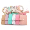 Card Holders Keychain Bag With Tassel Wallet Key Chain Snap Button Holder Bracelet