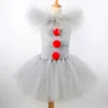 Cosplay Halloween Pennywise Costume pour enfants Clown effrayant Carnaval Vêtements de fête Gris Enfants Filles Fantaisie Tulle Tutu Robe Ensemble 230825