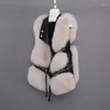 Gilets en fausse fourrure pour femmes, manteau à revers sans manches avec boucle, Slim Fit Teddy High Street en peluche, vestes une pièce pour femmes 2023