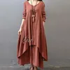 Abiti casual di base per le donne 2023 Chic ed elegante in cotone e lino SCIOLTO oversize abito vintage a strati abito Boho 230825