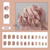 False Nails 24pcs Sweet Summer Fake Nails Patches Pink Glitter Nude Press on Nails Women Wearable Nail Art Stickers Full Finished False Nail x0826