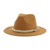 Wide Brim Hats Bucket for Women Fedoras Wedding Decorate Church Festival Luxury Gentlemen Hat Panama Chain Band Cowboy Chapeau Femme 230825