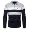 Mens Polos Men Polo Shirt Long Sleeve Contrast Color Clothing Four Seasons Streetwear Casual Fashion Tops 230825