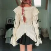 Frauen Blends Karrram Y2k Ästhetik Spitzenhemd Grunge Gothic Unregelmäßige Blusen Fee Harajuku Verband Vintage Lolita Kleidung Mall Goth 230826