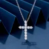 Sterling Sier Diamond Cross Pendant Creative Simple Light Niche Clavicle Necklace