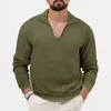 Polos pour hommes décontracté à manches longues Polo Streetwear revers U cou Cardigan respirant pull été luxe vêtements 230825