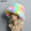 Beanie Skull Caps 2023 Stil Kunstpelz Hüte Super Weiche Frauen Wintermütze Baumwollfutter Warme Russische Mode Ski Beanies Plüsch Einfarbig 230825