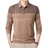 Mens Polos Spring och Autumn Casual Long Sleeve Polo Shirt Man Collar Stripes T 230825