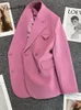 Womens Suits Blazers Yitimuceng Fuchsia Women Jackets Spring Summer Office Ladies Elegant Coats Casual Double Breasted Outerwear 230826