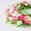 Other Event Party Supplies Simulation Pink Tulip Wreath For Front Door Artificial Wedding Decoration Round Rattan Decor Garden 230825