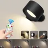 Lampada da parete Lampada da parete a LED ricaricabile USB con telecomando touch Lampade magnetiche montate per la lettura della camera da letto