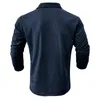 Herren Polos mit Tasche, Langarm, Revers, Freizeithemden, Knopf, Outdoor, Golfpullover, T-Shirts mit Kragen