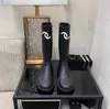 Canal sapatos botas de grife chaneliness chuva mulheres preto tubo alto equitação anti deslizamento água longa moda bota de fundo plano