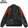 Männer Jacken Streetwear Hipster Varsity Jacke Leder Rot Schwarz Patchwork Stickerei Mantel Männer Harajuku Lose Bomber 230826