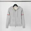 Men's Hoodies Sweatshirts Tb Trendy Brand Red White Blue Woven Stripe Versatile Coat Top Trend Casual and Comfortable Pure Cotton Sweater