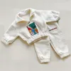 Conjuntos de roupas de inverno quente meninos conjuntos de roupas engrossar halfzip jaqueta de lã calça bebê menino treino crianças roupas criança menina roupas outfit 230825