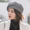 Berets Einfache Frauen Baskenmütze Für Elegante dame Winter Weibliche Baumwolle Hüte Plaid Vintage Achteckige Casual boina Herbst mädchen Kappe 230830