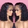 Wigs Deep Wave Bob Wig Lace Frontal Wig Human Hair Natural Hairline Peruvian Remy Curly Short Bob Lace Wig Preplucked Baby Hair