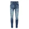 Luxurys designers jeans nödställda Frankrike mode pierre rak mäns cyklisthål stretch denim casual jean män mager byxor elasticit ny stil tu7j