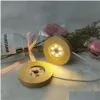 Annan heminredning trä LED -ljus dispaly bas USB uppladdningsbart kristallglas harts konstprydnad trä nattlamphållare display drop dhmbb