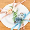 Nya handledskorsar armband rose konstgjorda blommor boutonniere broscher äktenskap brud brudtärnor bröllop hand blomma