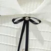Pulls pour femmes Pulls Femmes Polo Cou Bow Mignon Pull De Mode Coréenne Femelle Blanc Doux À Manches Longues Tops Tricot 2023 Vêtements D'hiver