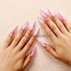 False Nails Wearable Manicure Almond Fake Nails Detachable Length Full Cover Press on Nails Pointed Tip Nail Tips Girl x0826