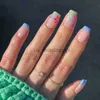 Unghie Finte 24 Pezzi Unghie Finte A Forma Di Fiore Premere Sulle Unghie Punte Per Unghie A Testa Quadrata Francese Unghie Manicure Fai Da Te Con Unghie Adesive Set Stampa Su Nail Art x0826