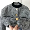 Chaquetas de mujer Chaqueta de moda retro Diseño de ropa de primavera sentido cuello alto ecuestre francés tweed abrigo corto Mujer 230826