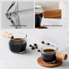 Wine Glasses 50ML/100ML Coffee Shops Supplies Wood Handle Glass Measuring Cup Kitchen Measure Mug Mini Milk Tools