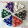 7 stks/set Creatieve Rpg Game Dobbelstenen D Colorf Mticolor Gemengde Wit D4 D6 D8 D10 D1 Qylasp Hairclippers2011 Drop levering Dh3F2