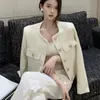 Damen Jacken Hochwertige Mode Kleine Tweed Jacke Mantel Koreanische Elegante Mäntel Frühling Französisch Vintage Oberbekleidung Top