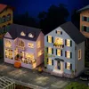 인형 집 액세서리 DIY 미니 나무 인형 집과 함께 가구 라이트 인형 하우스 카사 미니어처 아이템 장난감 생일 선물을위한 여자 아이 소년 230826