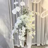 Decorative Flowers Wreaths White Orchid Rose Babysbreath Flower Row Arrangement Wedding Table Centerpiece Ball Artificial Floor Floral Runner Party Props 230825