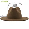 Wide Brim Hats Bucket Fedora Hat Felt Cap Ladies Trilby Chapeu Feminino Women Men Jazz Church Godfather Sombrero Caps 230825