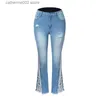 Jeans femininos verão rasgado jeans mulheres 2023 sexy borla angustiado cintura alta flare jeans senhoras casual denim bell bottoms calças streetwear t230826